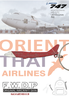 Original Aircraft Skin Orient Thai 747-400 HS-HTC Fuselage Keychain Limited 150pcs by Fantasy Wings FWDP-AC-006
