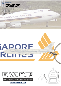  Original Aircraft Skin Singapore Boeing 747-400 9V-SMN 'Megatop' Fuselage Keychain Limited 74  by Fantasy Wings FWDP-AC-008