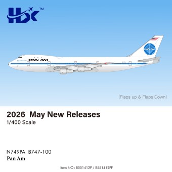 Pan Am Boeing B747-100 Clipper Dashing Wave Reg: N749PA B551412P HX Models 1:400