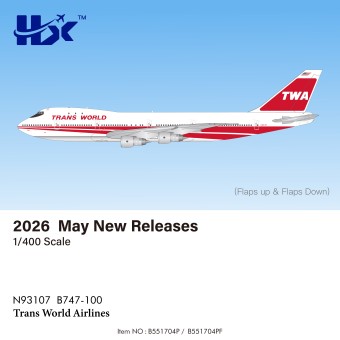 Trans World Airlines Boeing B747-100 Flaps Down Reg: N93107 B551704PF HX Models 1:400
