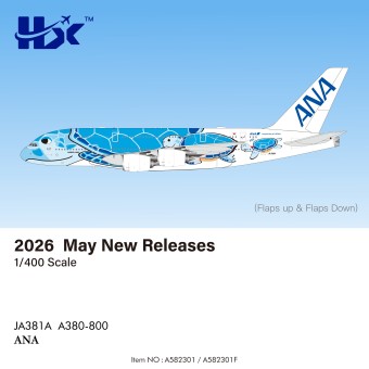 ANA Airbus A380 Flying Honu-Lani (Blue Turtle) Flaps Down Reg: JA381A A582301F HX Models 1:400