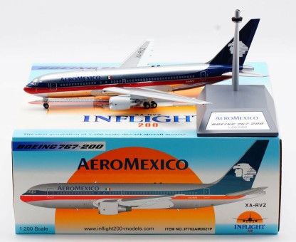 AeroMexico Boeing 767-200 XA-RVZ polished red-blue livery with stand InFlight IF762AM0621P scale 1:200