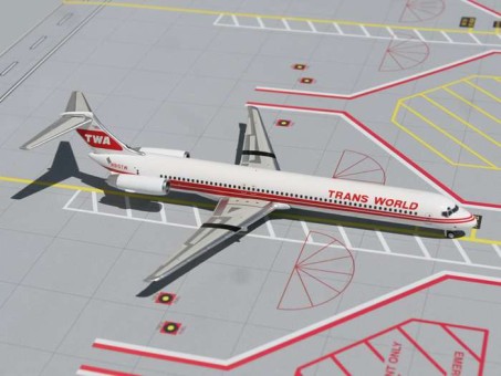 Twa MD-80 Red Stripe Livery AJTWA027 N915TW 1:250 Scale With Retractable gear!