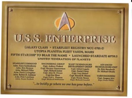 Limited! U.S.S. Enterprise Dedication Plaque NCC-1701-D Star Trek Universe Eagle Moss EM-STPLQ1