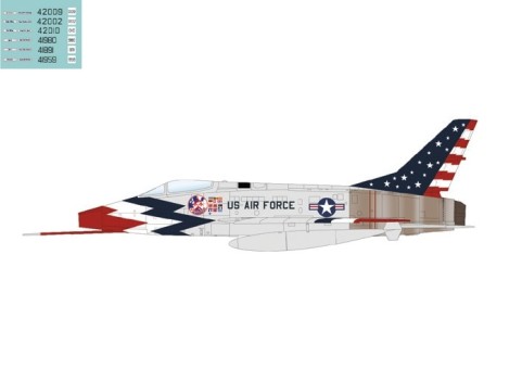 Skyblazers USAF F-100 Super Sabre 1960 Season (With Decals for 6 Airplanes) Hobby Master HA2124 scale 1:72