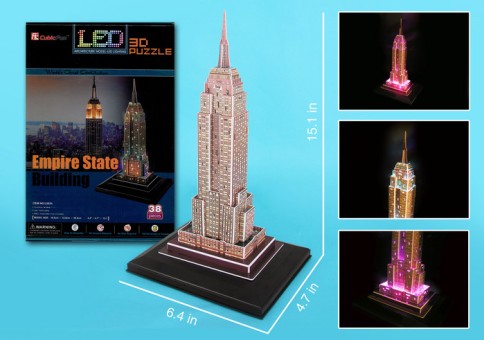 Empire State 3D Puzzle With Base & Lights 38 Pieces