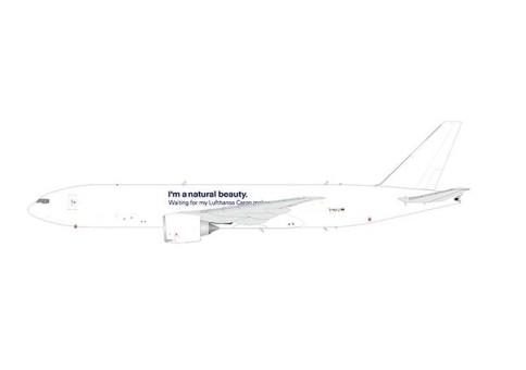 Flaps Down Lufthansa Cargo Boeing 777F D-ALFJ White Body 'Natural Beauty' JC-Wings JC4DLH0031A Scale 1:400