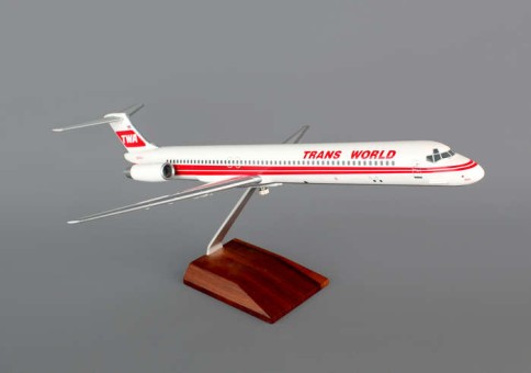 Skymarks TWA MD-80 1/100 Red Stripe W/GEAR & Wood Stand