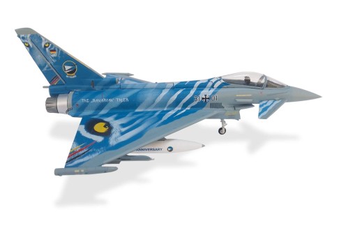 Luftwaffe Eurofighter - TaktLwG 74 "Bavarian Tigers" - 60th Anniversary - 31+01 HE580786 Herpa wings   Scale 1:78