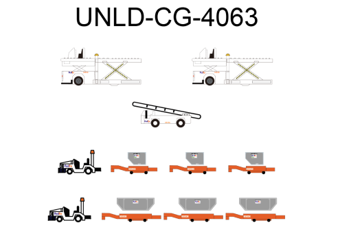FedEx GSE Cargo Loaders, Tows, Dollies and Container set UNLD-CG-4063 by Fantasy Wings Scale 1:400