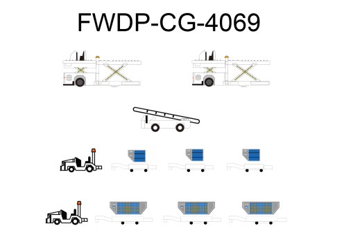 Blank GSE Cargo Loaders, Tows, Dollies and Container set FWDP-CG-4069 by Fantasy Wings Scale 1:400