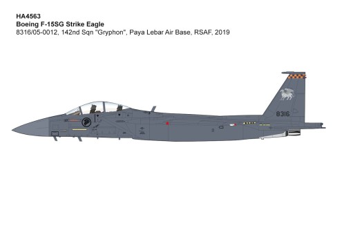 RSAF Singapore F-15SG Strike Eagle 142nd Sqn “Gryphon” Paya Lebar AB, 2019 Hobby Master HA4563 Scale 1:72