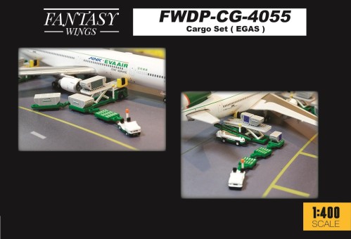 Cargo Set EGAS Ground Handling. Loader, Truck and Carts by Fantasy Wings FWDP-CG-4055 Scale 1:400