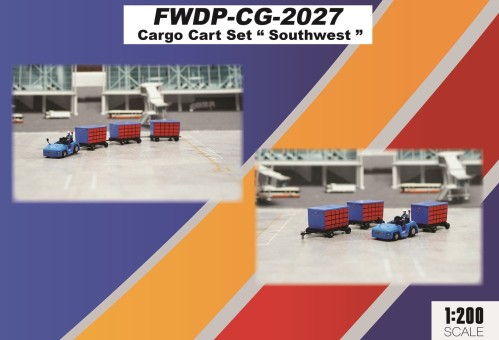 Southwest Cargo Cart Set With Driver and Containers Fantasy Wings Accessories FWDP-CG-2027 Scale 1:200