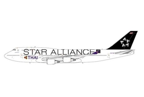 Flaps down Thai Airways B747-400 HS-TGW "Star Alliance livery" JC Wings JC4THA898A scale 1:400