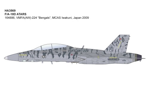 * Marines F/A-18D ATARS VMFA(AW)-224 “Bengals” MCAS Iwakuni Japan 2009  Hobby Master HA3569 Scale 1:72