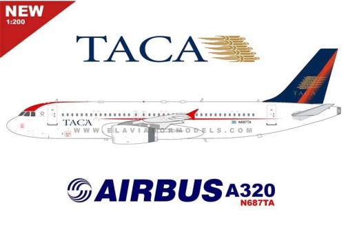 TACA Airbus A320 N687TA with stand El Aviador-InFlight EAV687 scale 1:200