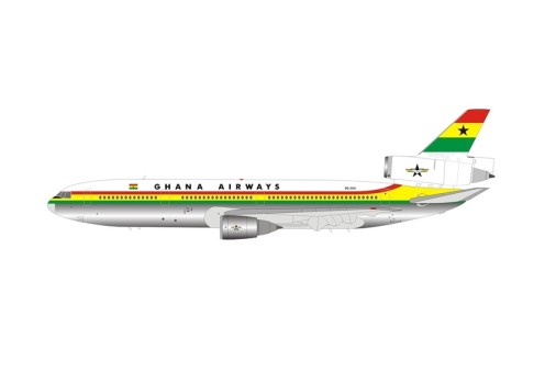 Ghana Airways McDonnell Douglas DC-10-30 9G-ANA Polished With Stand InFlight IFDC10GH0622P Scale 1:200
