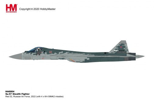 Su-57 Stealth Fighter Russian Air Force, 2022 (with 4 x KH-59MK2 missiles) Hobby Master HA6804 Scale 1:72