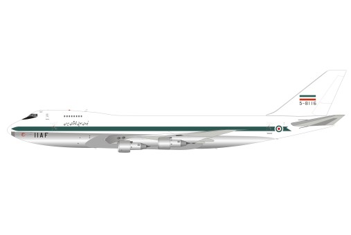 Iran Air Force IIAF Boeing Force Boeing 747-2J9F 5-8116 polished with stand InFlight IF741IIAF01P scale 1:200 