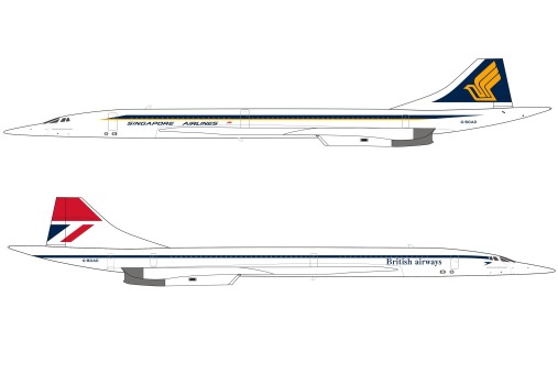 Singapore Airlines - British Airways Negus Concorde G-BOAD with collectors coin InFlight/ARD ARDBA36 scale 1:200
