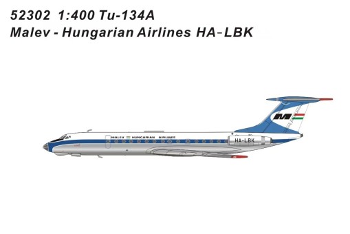 Malev-Hungarian Airlines Tupolev TU-134A HA-LBK Panda Models 52302 Scale 1:400