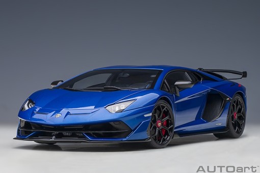 Blue Lamborghini Aventador SVJ Nethuns/Metallic Blue AUTOart 79174 scale 1:18 