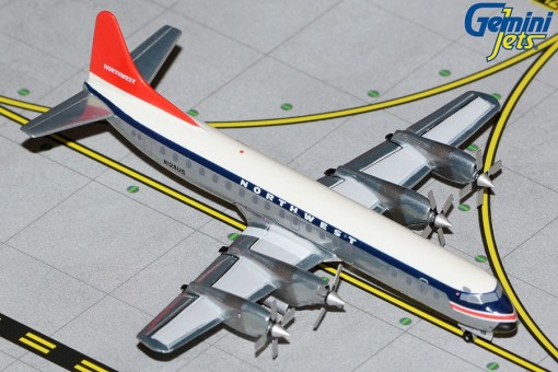 Northwest Orient Airlines L-188A Electra N128US Polished Belly Gemini Jets GJNWA2125 Scale 1:400