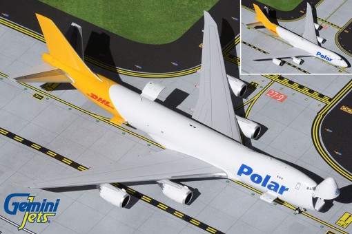 DHL-Polar Air Cargo with doors Boeing 747-8F N853GT Gemini Jets interactive GJPAC1898 scale 1:400