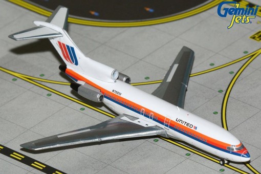 United Airlines Boeing B727-100 Saul Bass livery polished belly Reg: N7001U GJUAL2349 Gemini Jets 1:400