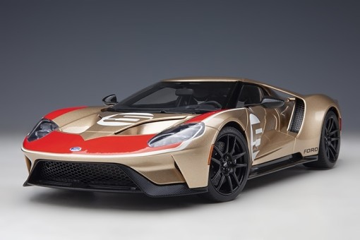 Gold Ford GT Heritage #5 Holman Moody Gold With Red & White Stripes AUTOart 72928 Scale 1:18