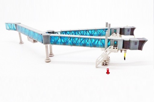 Blue glass Airport Passenger Bridge for Boeing 747 JCWings LH2ARBRDG280 scale 1:200