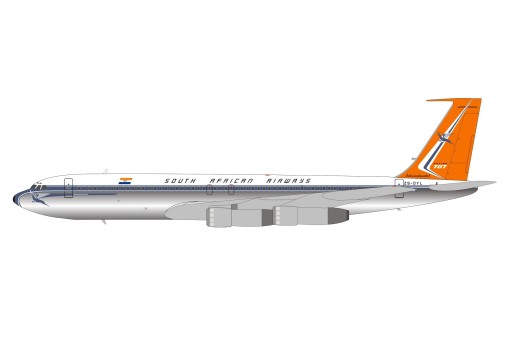 South African Airways Boeing 707-300 ZS-DYL polished with stand InFlight IF707SA0422P scale 1:200