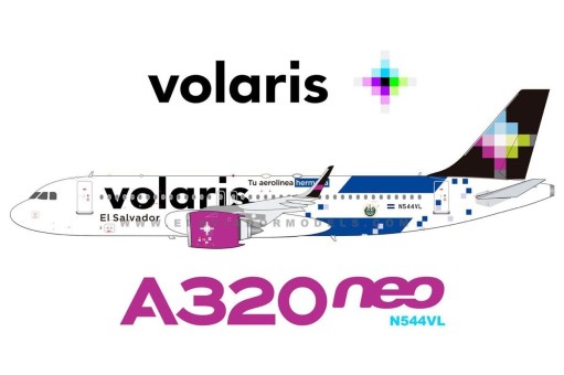 Volaris El Salvador Flag Airbus A320neo N544VL Tu Aerolinea Hermana with stand El Aviador-InFlight EAV544 scale 1200