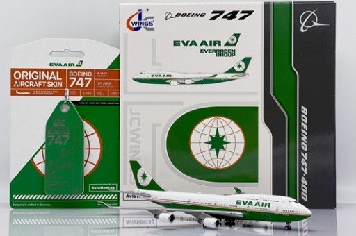 EVA Air Boeing 747-400 B-16411 With Limited Aviationtag Die-Cast JC Wings JC4EVA0110 Scale 1:400
