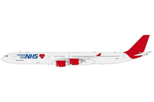 Maleth Aero Airbus A340-600 9H-EAL "Thank you NHS" (Virgin scheme) with stand JC Wings JC2MLT0097 scale 1:200