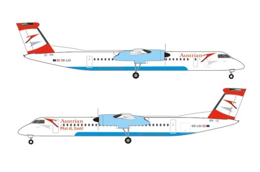 Austrian Bombardier Dash 8 Q400 OE-LGI "Pfiat Di Dash!" Good Bye Herpa 536011 Scale 1:500