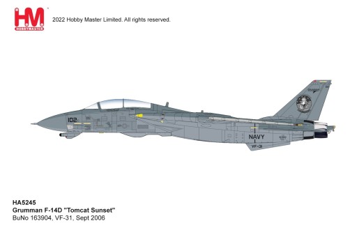 USN Grumman F-14D 'Tomcat Sunset' BuNo 163904 VF-31 Sept 2006 Hobby Master HA5245 Scale 1:72