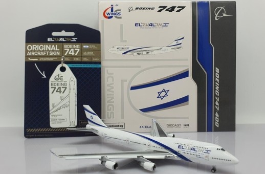 El Al Israel Boeing 747-400 4X-ELA With Limited Edition Skin Aviationtag Die-Cast JC Wings JC4ELY0108 Scale 1:400