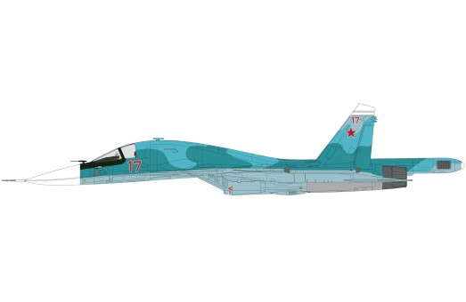 Su-34 Fighter Bomber Red 17 Russian Air Force w/FAB-1500 guide bomb HA6311 Hobby Master 1:72