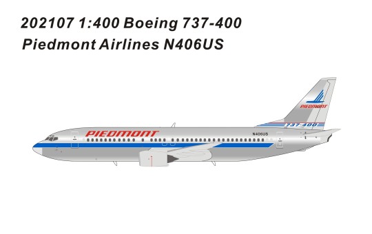 Piedmont Airlines Boeing 737-400 N406US polished die-cast Panda models 202107 scale 1:400