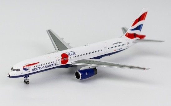 British Airways boeing 757-200 G-BPEK Union Flag Poppy colors "Pause to Remember" NG Models 53158 scale 1:400