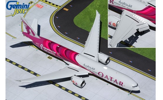Flaps down Qatar Airways Boeing 777-300ER A7-BEB “FIFA World Cup 2022” Gemini200 G2QTR972F scale 1:200