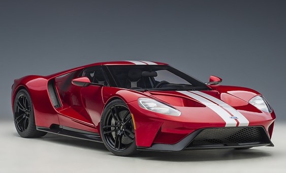 Red Ford GT 2017 Liquid Red/Silver Stripes AUTOart 12106 die-cast model scale 1:12