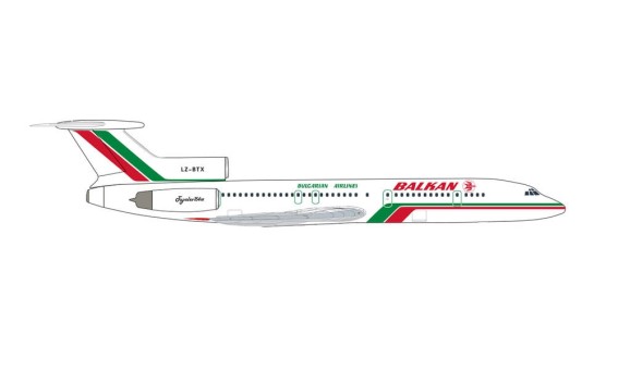 Balkan Bulgarian Airlines Tupolev TU-154M LZ-BTX die-cast Herpa 535106 scale 1:500