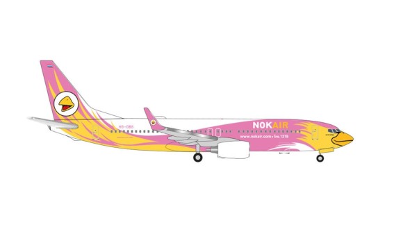 Nok Air Boeing 737-800 HS-DBS Tongchomphoo pink & yellow livery Herpa Wings 534956 scale 1:500