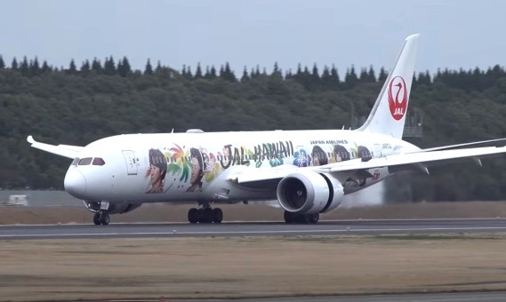 Flaps down JAL Japan Airlines Boeing 787-9 Dreamliner "JAL- Hawaii" JA873J JC Wings EW4789006A scale 1:400