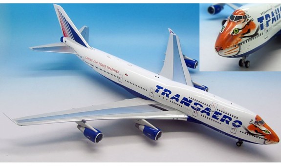 Transaero Tiger Boeing B747-412 Big Top w/ Stand EI-XLN IF7440915 InFlight Scale 1:200