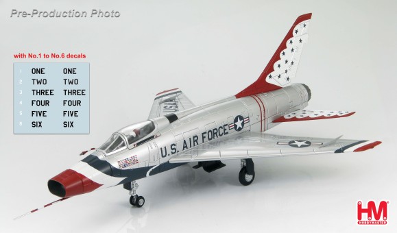 F-100D Thunderbirds  USAF, 1967 decals numbered 1 - 6 1:72