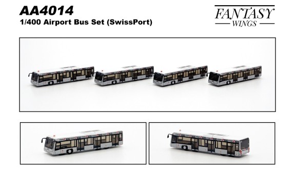 Swissport bus set of 4 accessories by Fantasy Wings AA4014 scale 1:400